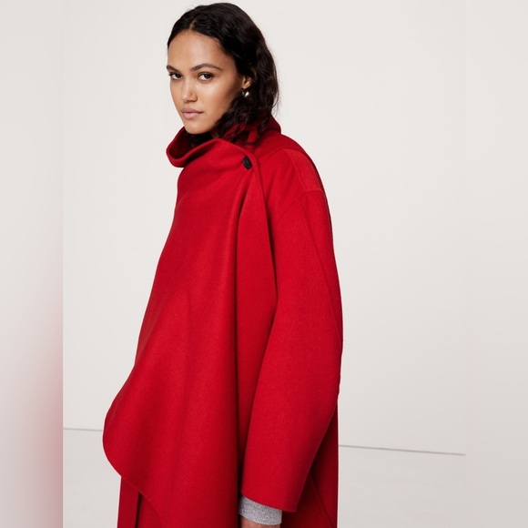NWT! Banana Republic Red Sunset Oversized Double-Faced Wool Cape Coat - 💫 - Picture 3 of 6
